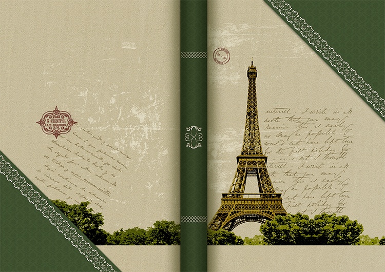 【商用利用OK】エッフェル塔デザイン ブックカバー No.037（高解像度300dpi）