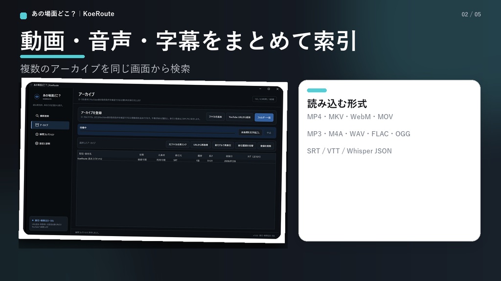 あの場面どこ?|KoeRoute — 配信アーカイブ全文検索