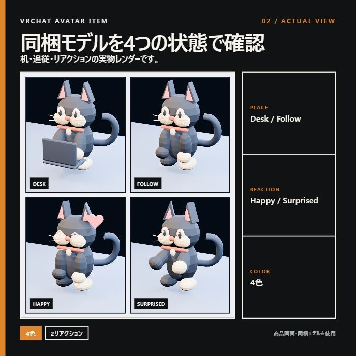 【VRChat向け】おしごとねこ VRC Full|4つの居場所で一緒に働く相棒ねこ【Modular Avatar】