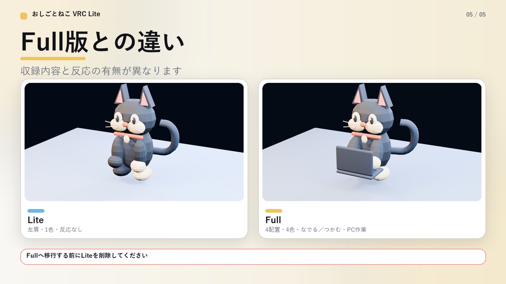 【無料/VRChat向け】おしごとねこ VRC Lite|肩にちょこんと座る相棒ねこ