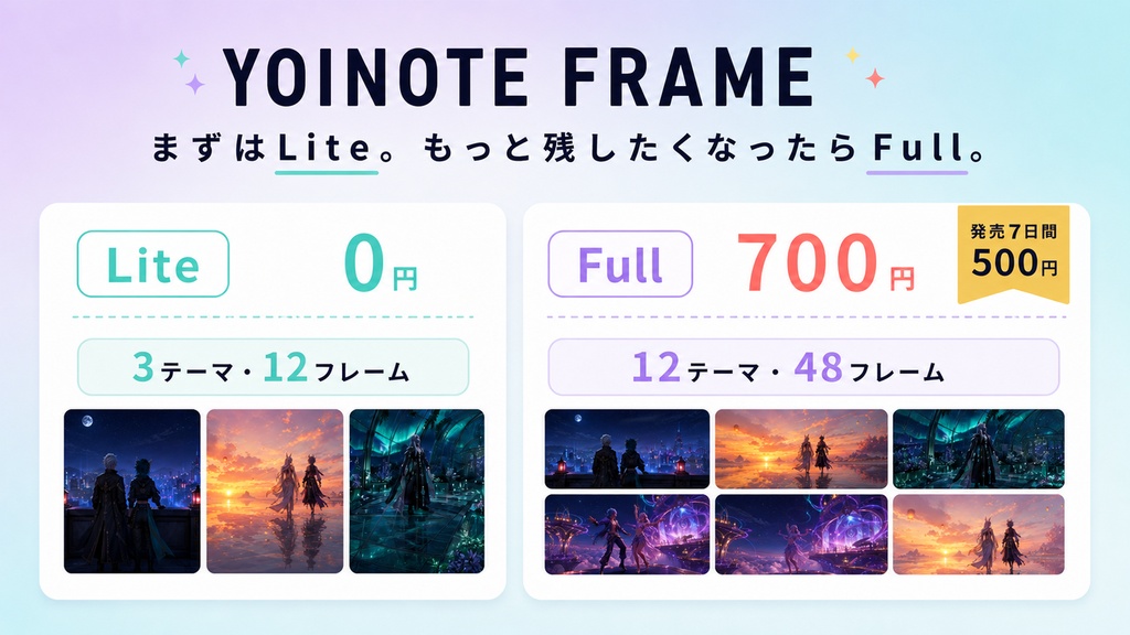 YOINOTE FRAME|VRChat・ゲームのスクリーンショットを1枚にまとめるツール