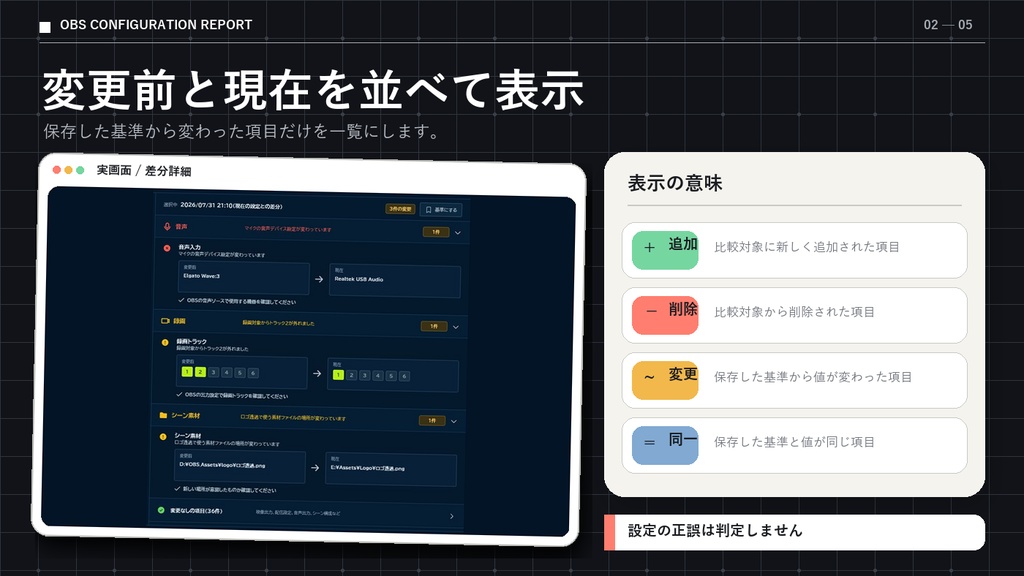 OBS設定差分チェッカー