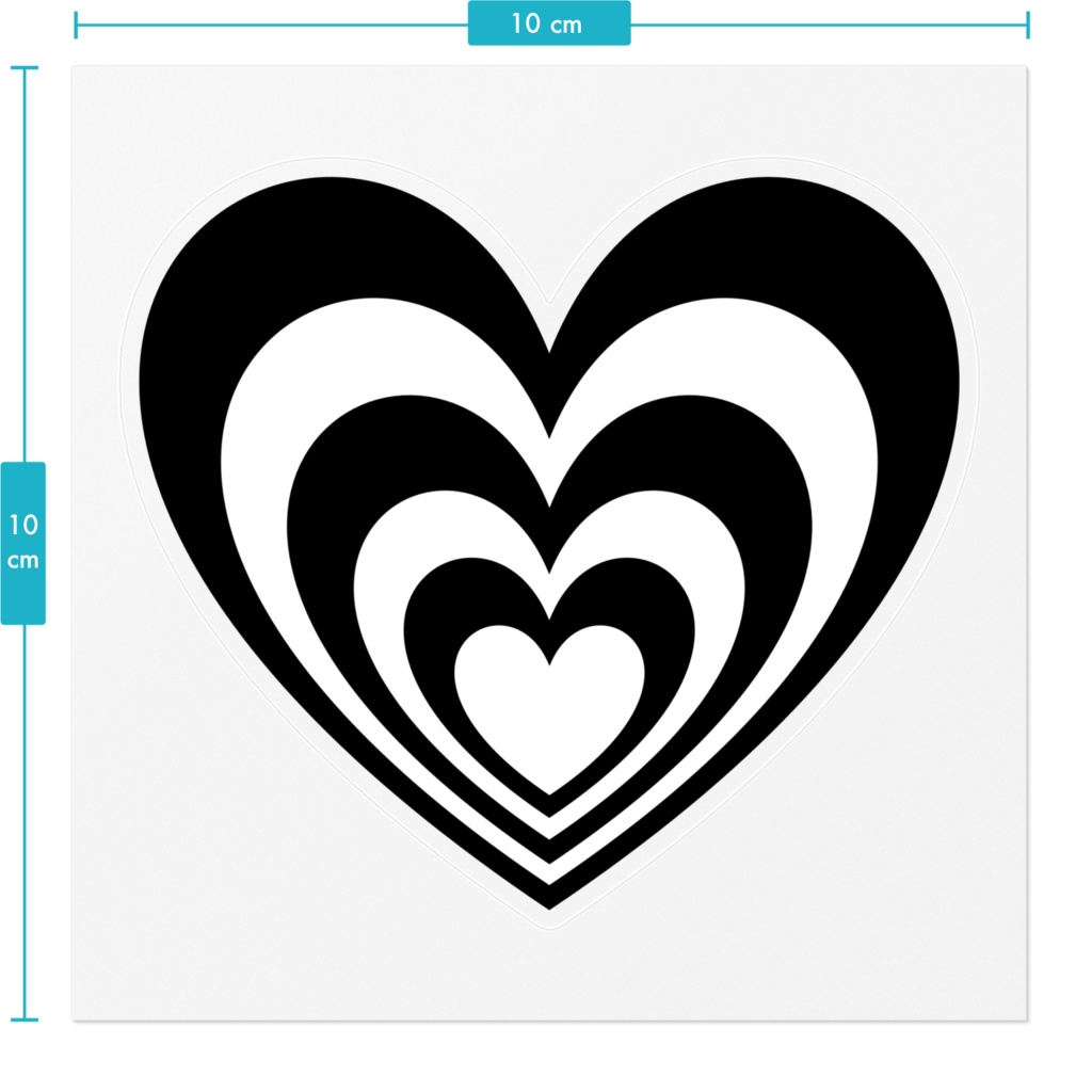ステッカー/黒/ハート - 100 x 100 (mm)