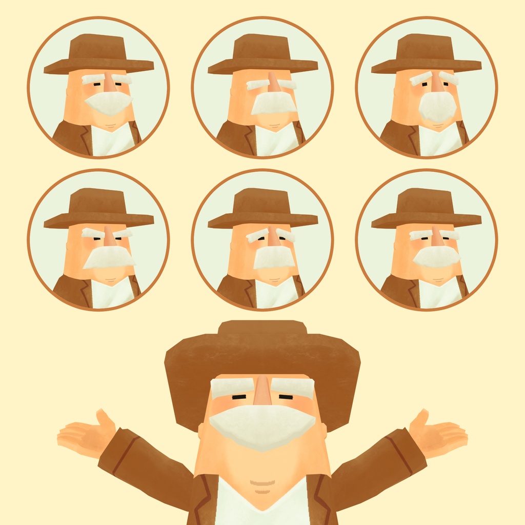 オリジナル3Dモデル「おじーさん」ver1.0