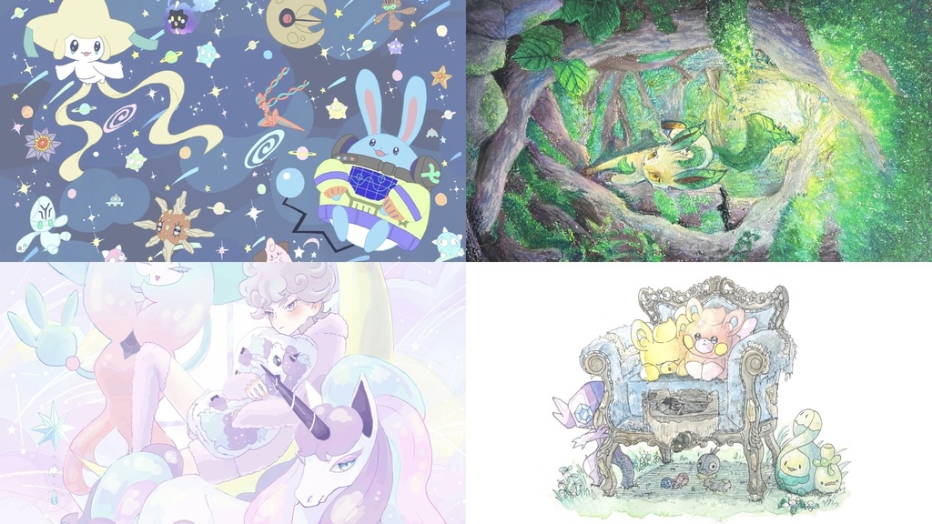 ポストカード 背景付きポケモンイラスト