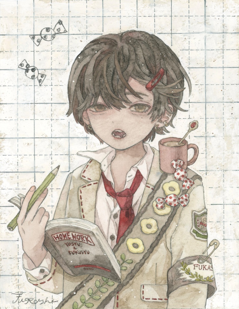 原画「宿題と糖分(メインビジュアル)」