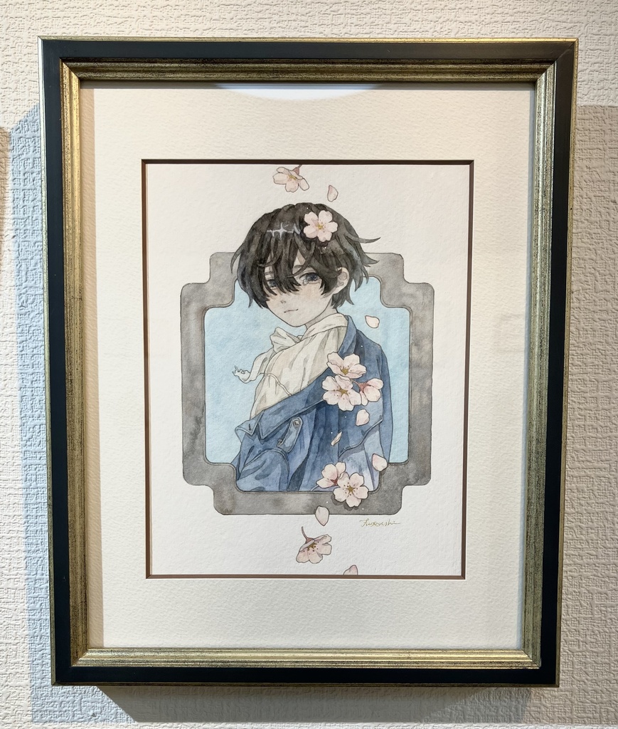 額装原画「花降って」