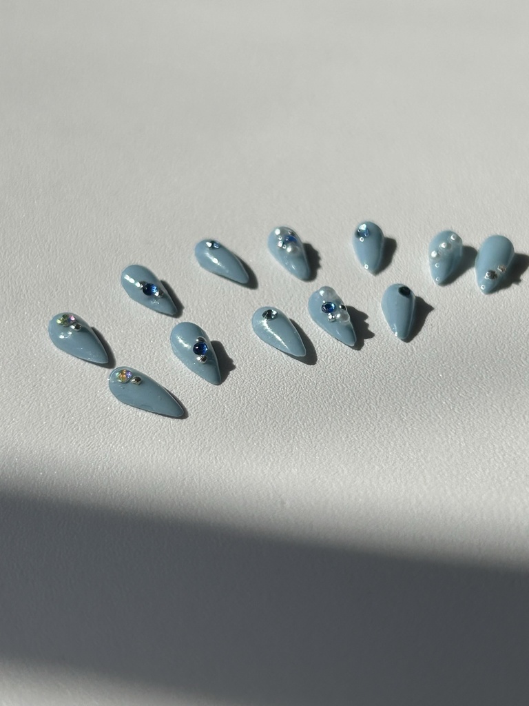 NO-22 ドール用ブルーストーンデザインネイル