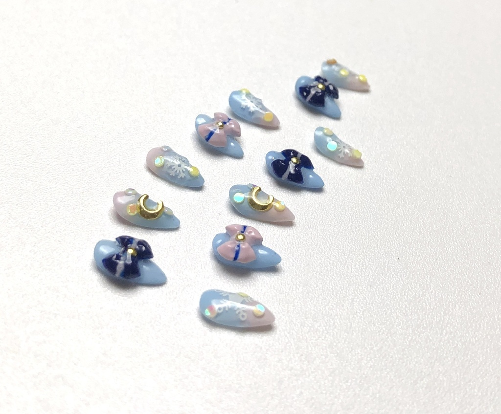 No-28 匿名発送ドール用 青雪デザインネイルチップ