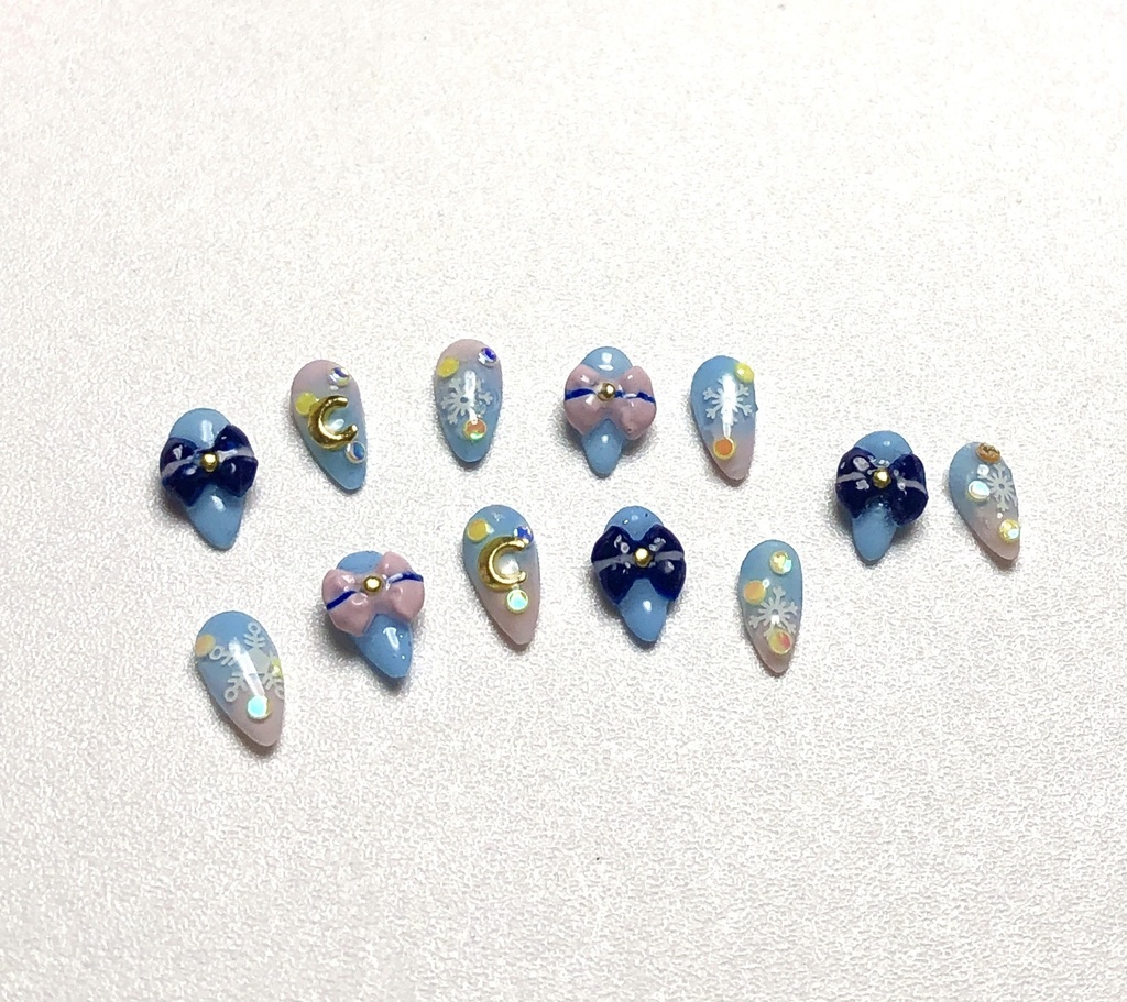 No-28 匿名発送ドール用 青雪デザインネイルチップ