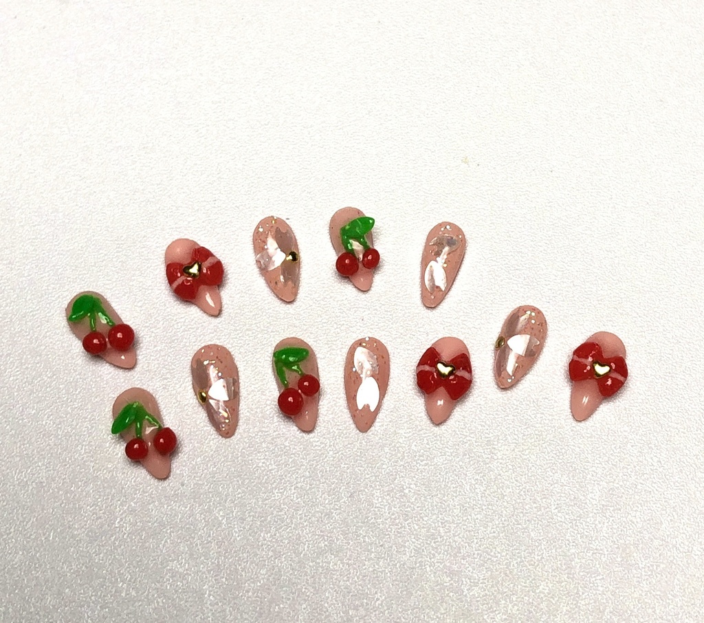 No-29 匿名発送 ドール用 ピンクさくらデザインネイルチップ