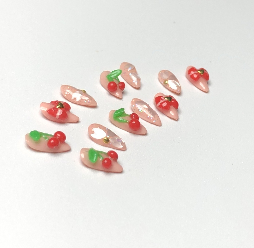 No-29 ドール用 ピンクさくらデザインネイルチップ