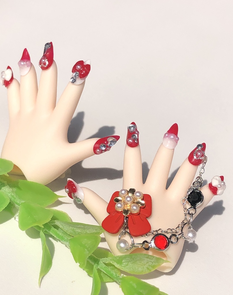 No-30ドール用マグネットアクセサリーネイル赤