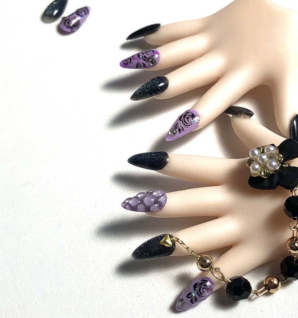 No-31 匿名発送ドール用マグネット式アクセサリーネイルチップ紫