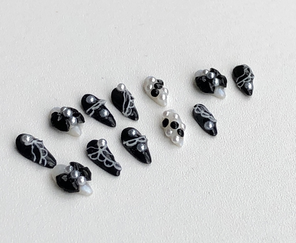 No-35 ドール用 ネイルチップ レースリボン