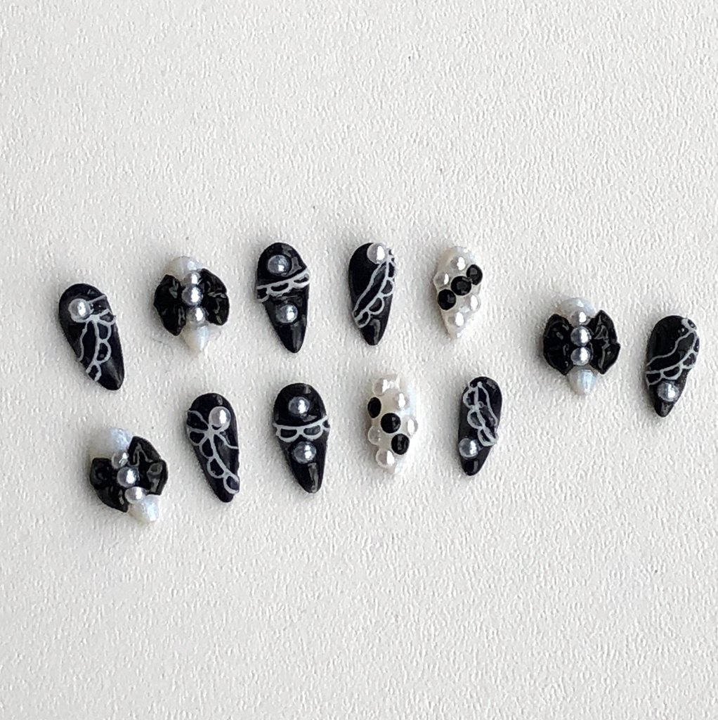 No-35 ドール用 ネイルチップ レースリボン