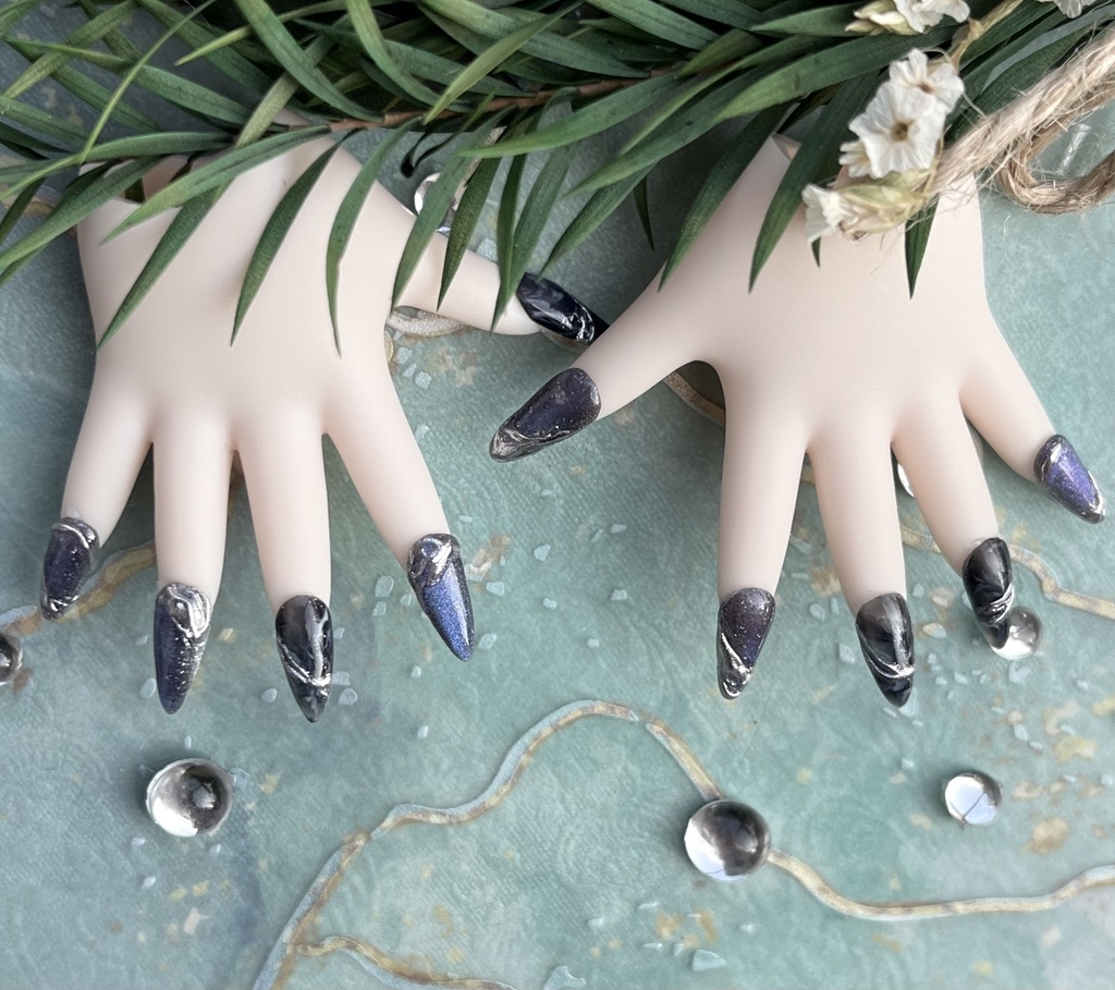 No-36 ドール用ネイルチップ マグネット、ミラーデザイン