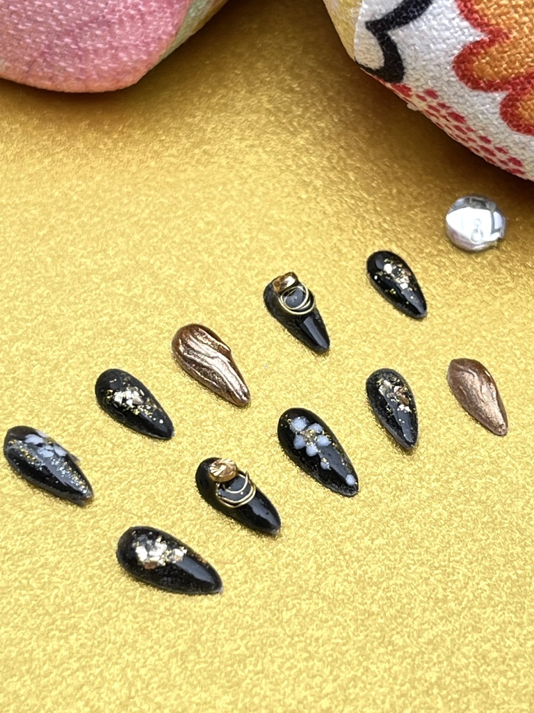 NO-38ドール用ネイルチップ 黒和風