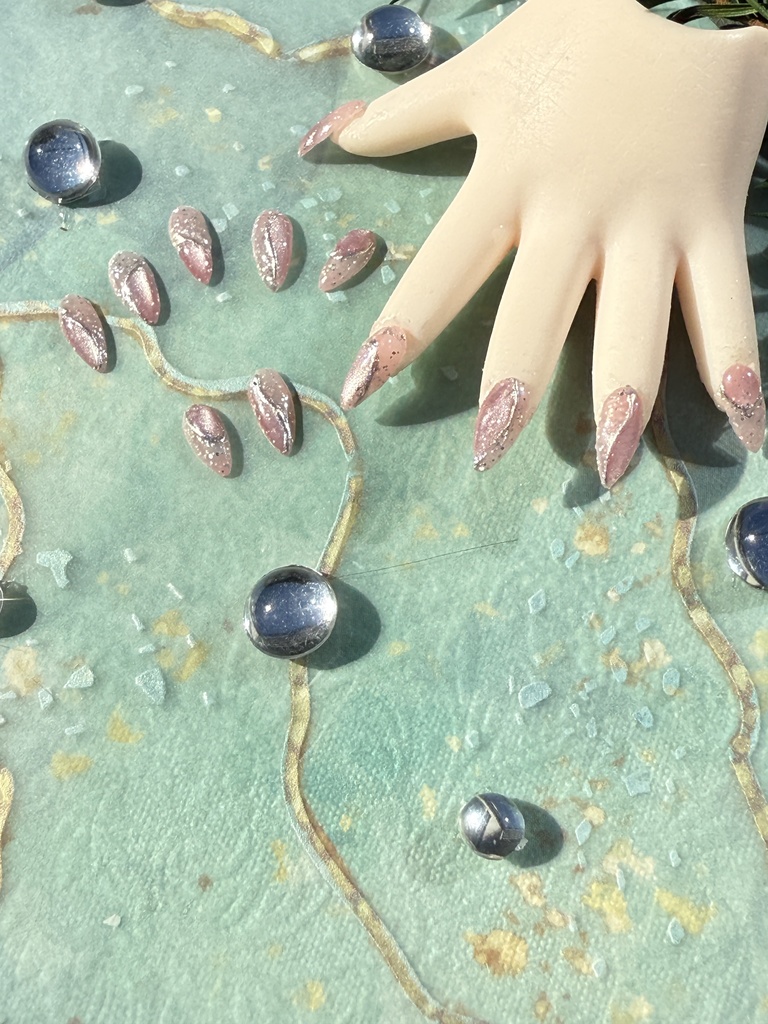 NO-48ドールネイルチップ ピンクラメ×マグネット