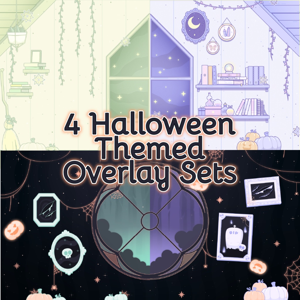 Halloween Theme Overlay Sets - Animated Screens / 動く配信画面
