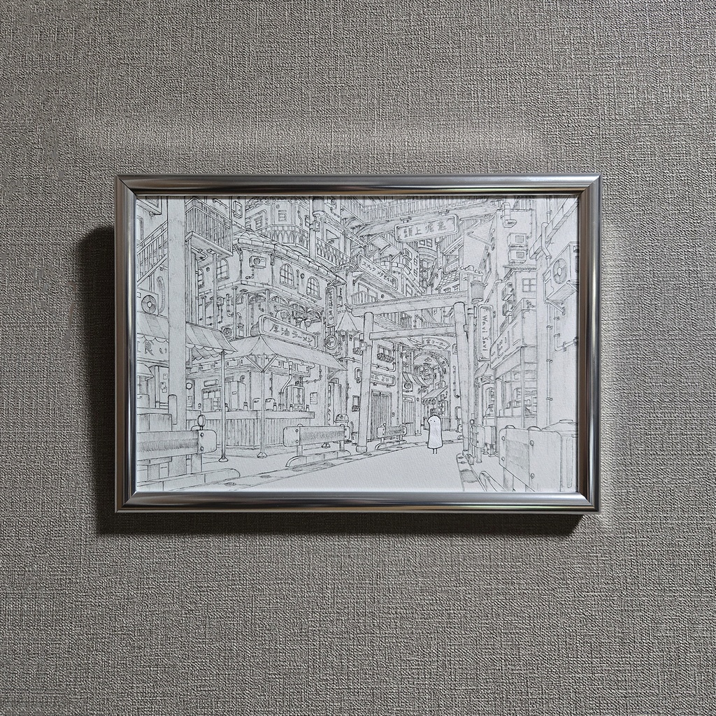 イラスト原画「こっちこっち」