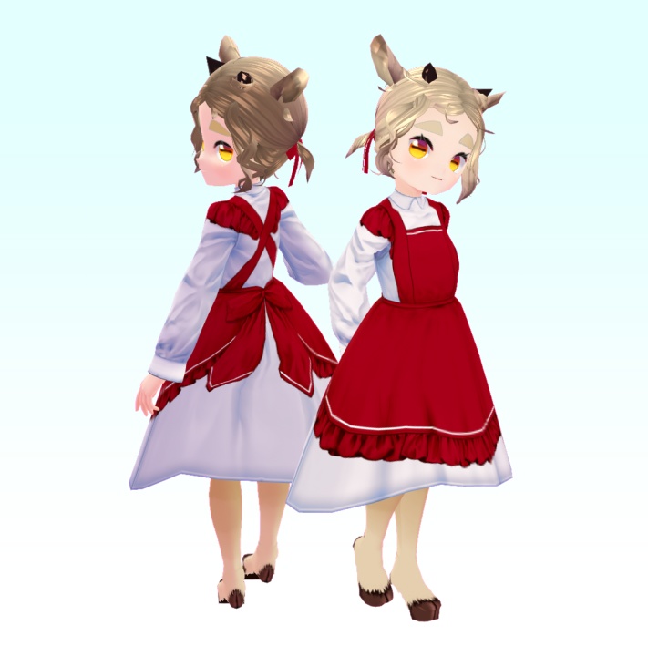 フリルエプロン Frill apron /11 colors and 4 line colors【#Vroid 正式版カスタムアイテム対応】