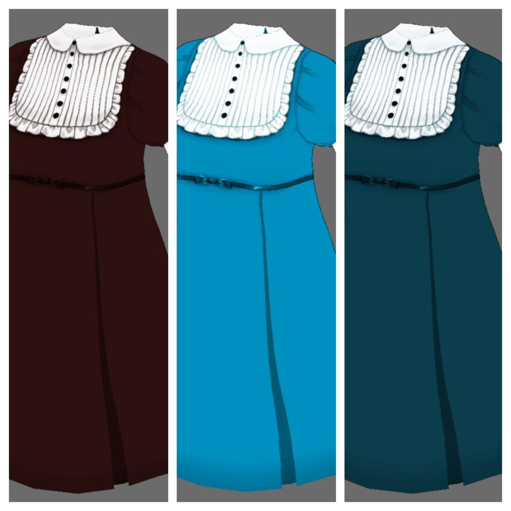 ヨーク切り替えAラインワンピース 11色/A line dress【#Vroid 正式版対応】