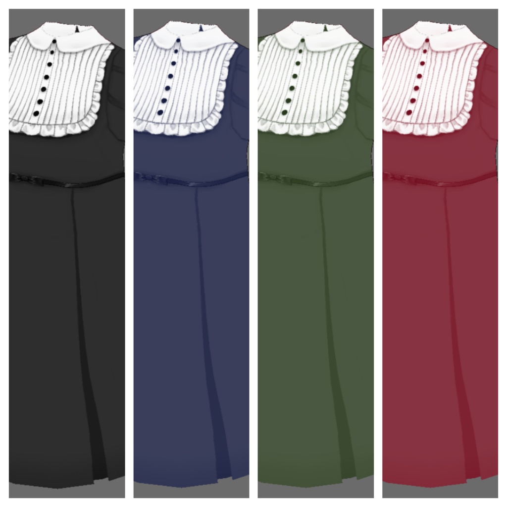 ヨーク切り替えAラインワンピース 11色/A line dress【#Vroid 正式版対応】