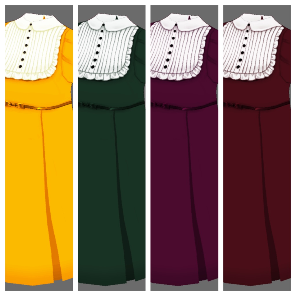 ヨーク切り替えAラインワンピース 11色/A line dress【#Vroid 正式版対応】