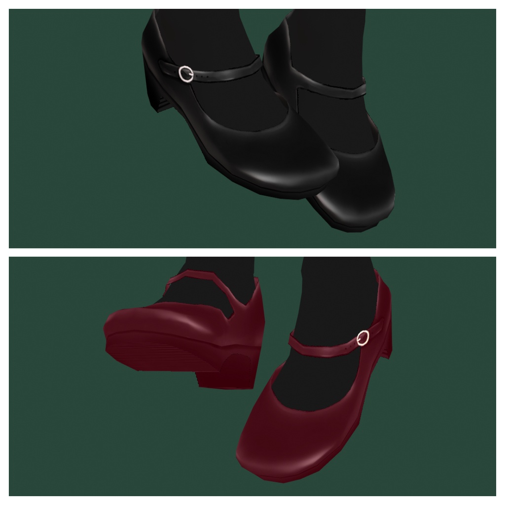 【Vroid正式版対応】ワンストラップパンプス 2色 strap shoes【#VRoid】