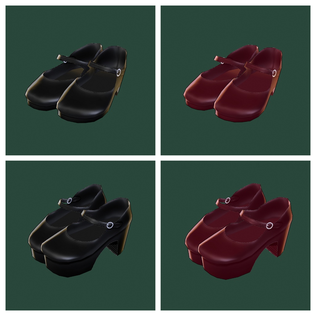 【Vroid正式版対応】ワンストラップパンプス 2色 strap shoes【#VRoid】