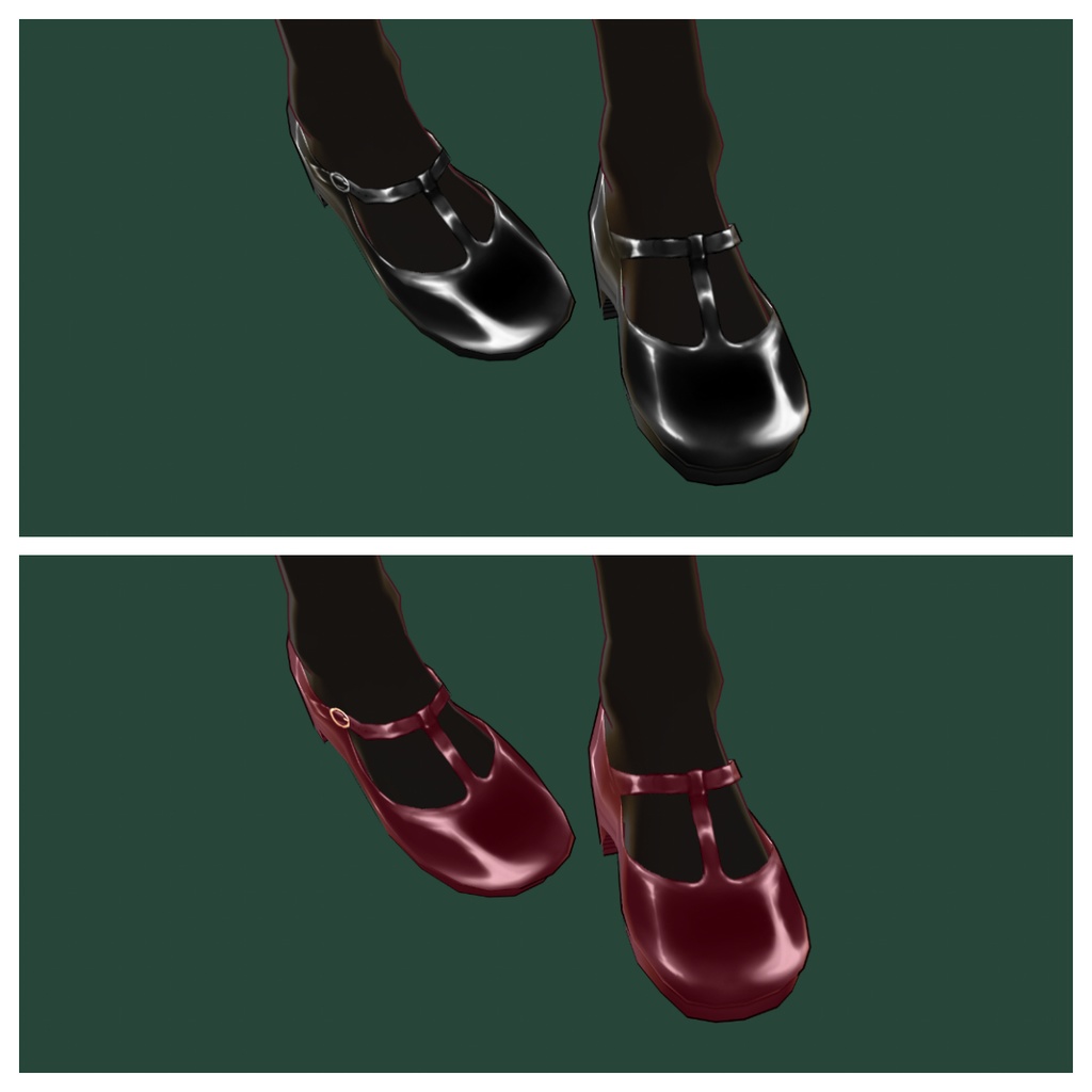 【Vroid正式版対応】Tストラップエナメルパンプス 10色 T-strap shoes【#Vroid】