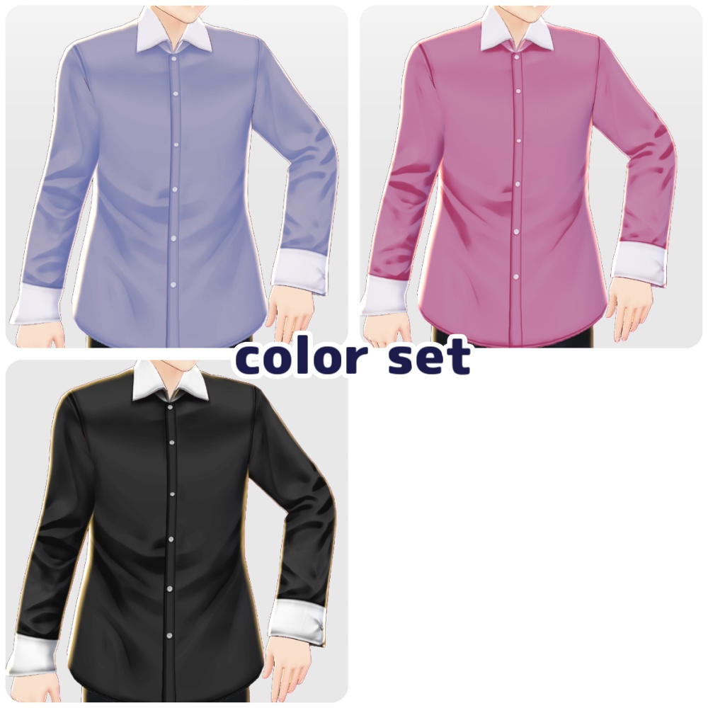 クレリックシャツ collar separated shirt【#Vroid 正式版カスタムアイテム対応】