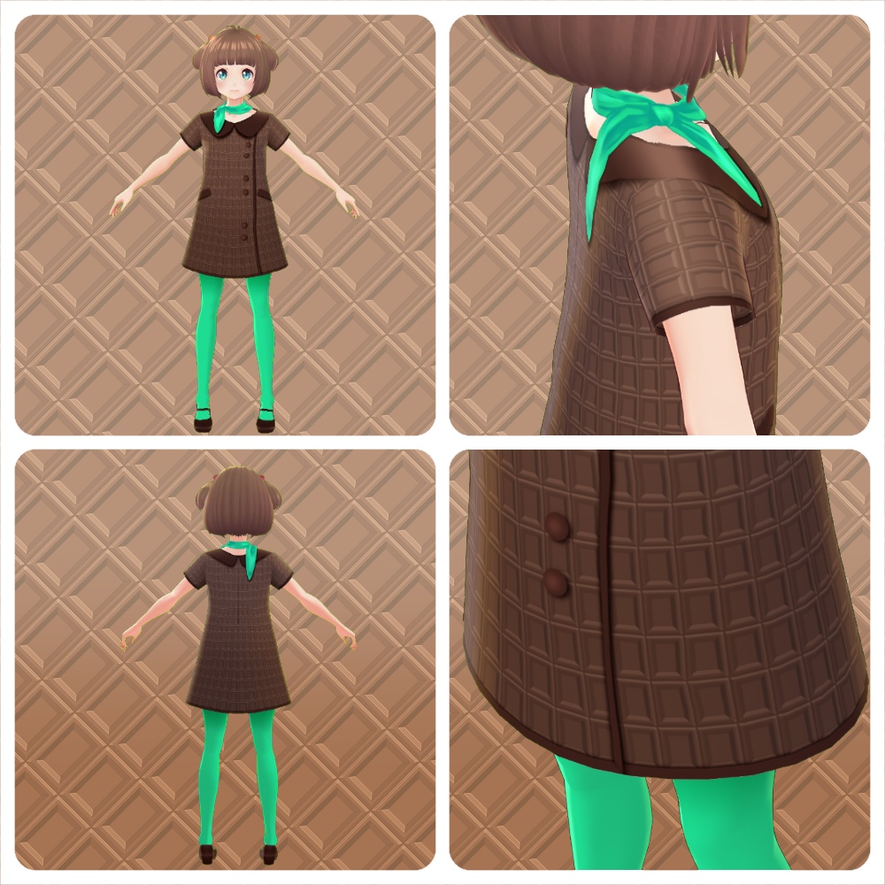 チョコレートショップワンピース【#Vroid 正式版カスタムアイテム対応】