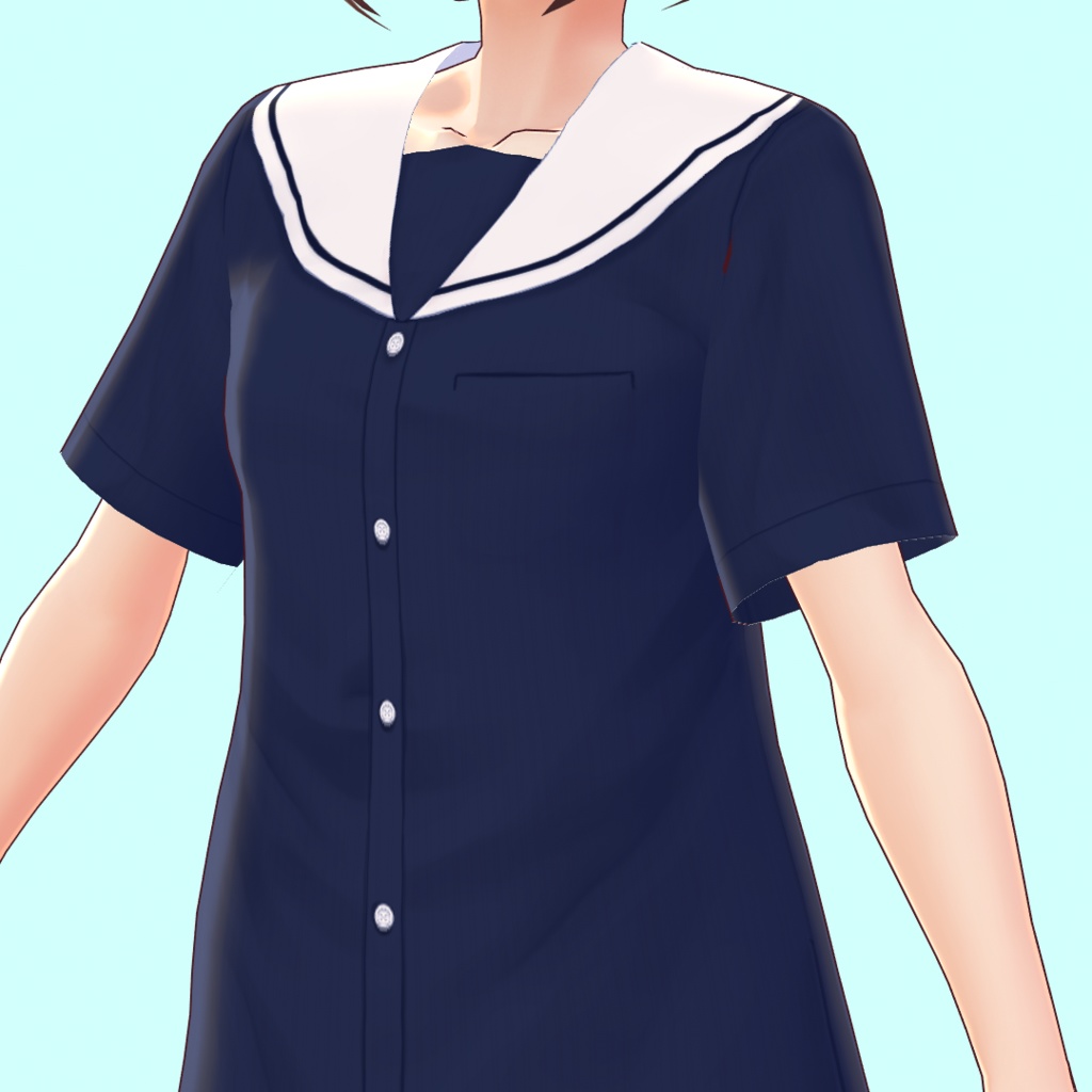 【無料あり】セーラーシャツワンピース(盛夏服)summer sailor dress【#Vroid 正式版カスタムアイテム対応】