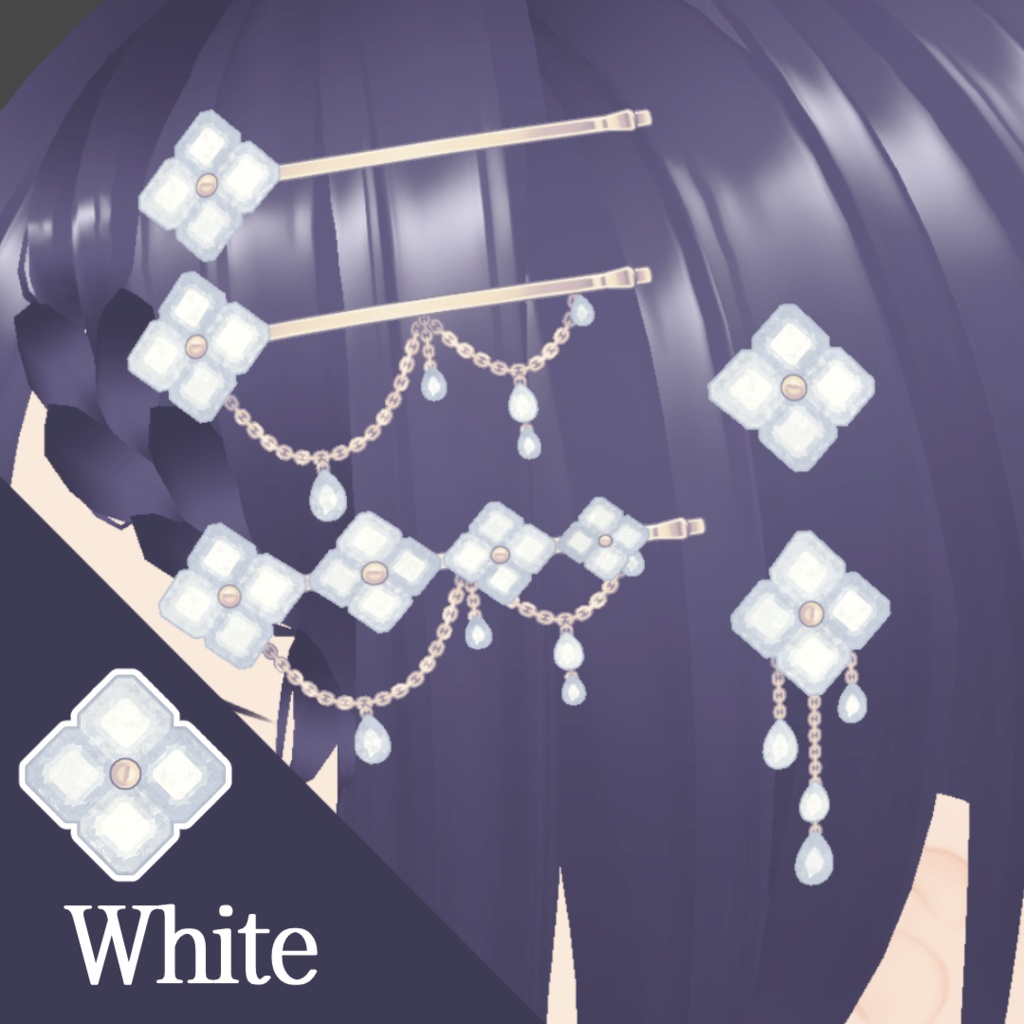 紫陽花と雫のアクセサリーセット #VRoid #風見商店