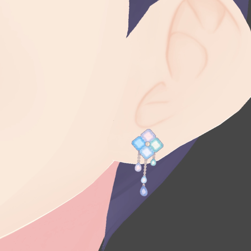 紫陽花と雫のアクセサリーセット #VRoid #風見商店