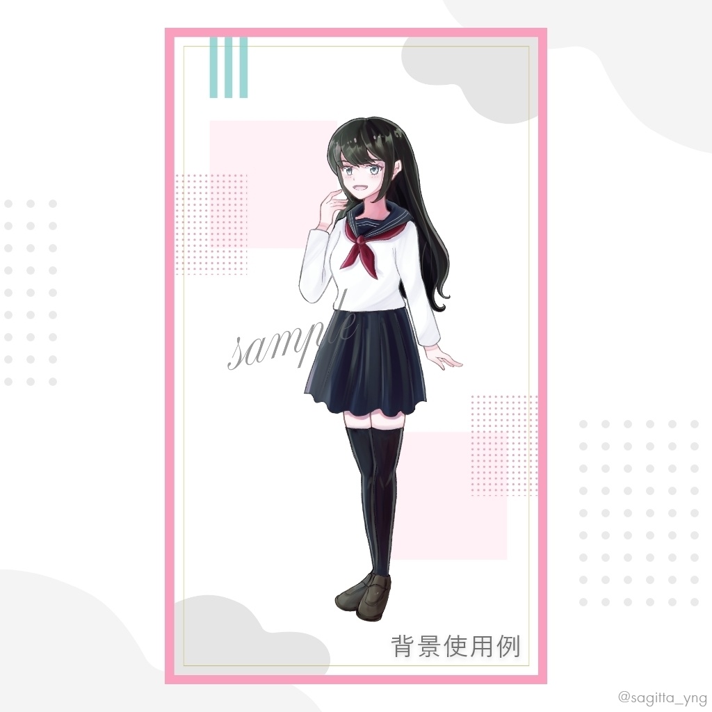 女子高生の立ち絵イラスト【表情差分6種類セットあり】