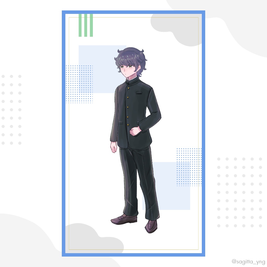 男子高校生の立ち絵イラスト【表情差分6種類セットあり】