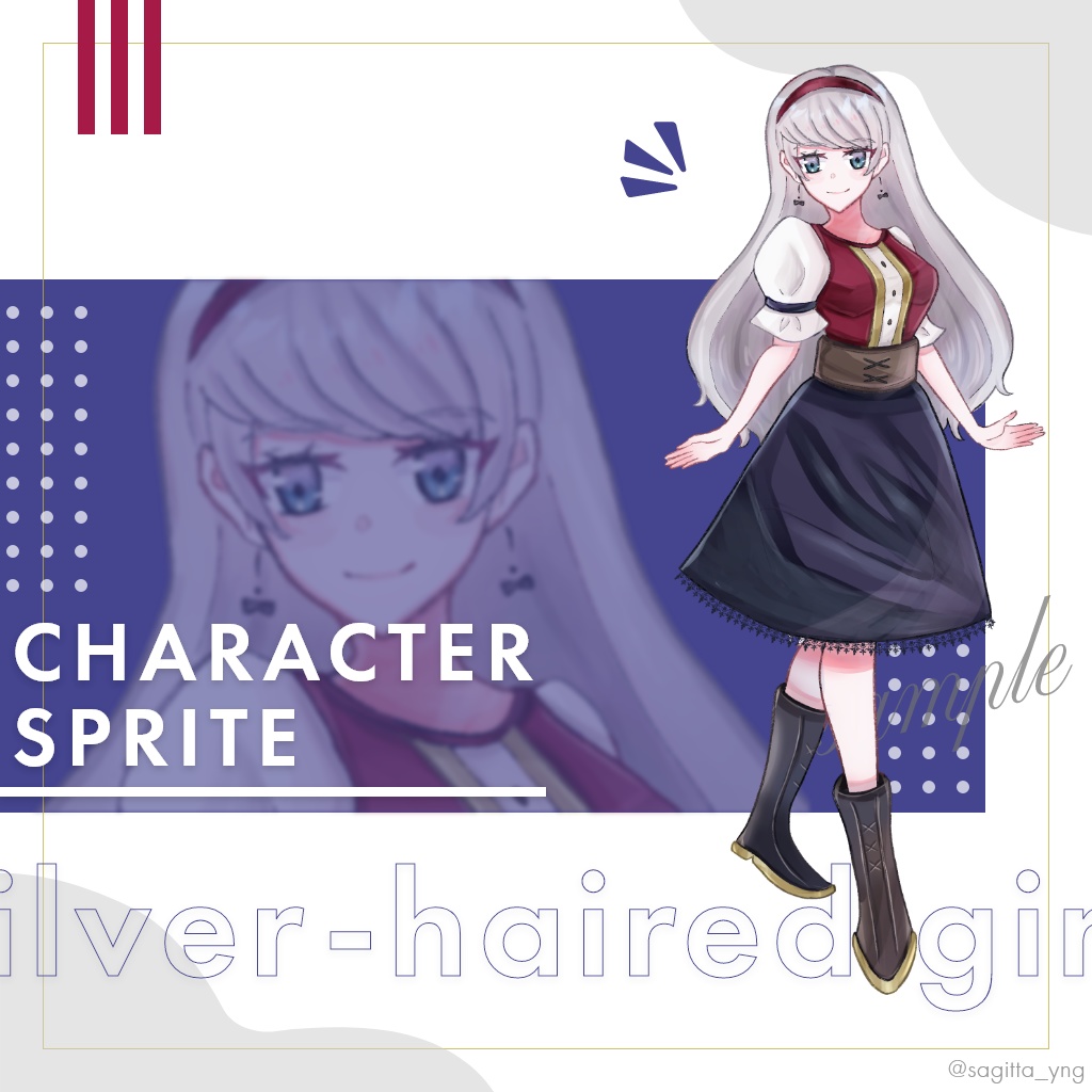 銀髪の女の子の立ち絵イラスト【表情差分6種類セットあり】