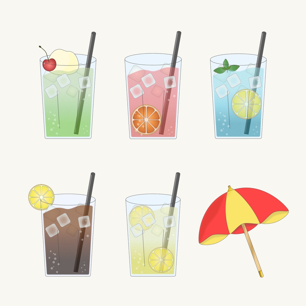 夏モチーフ素材36点【透過素材】