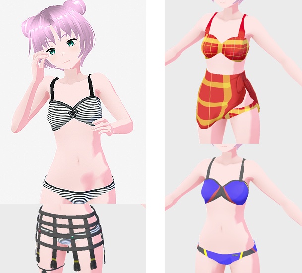 ３Ｄアバター用水着・ライン柄のビキニ