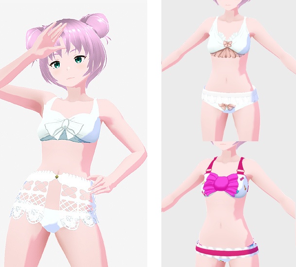 ３Ｄアバター用水着・リボン柄のビキニ