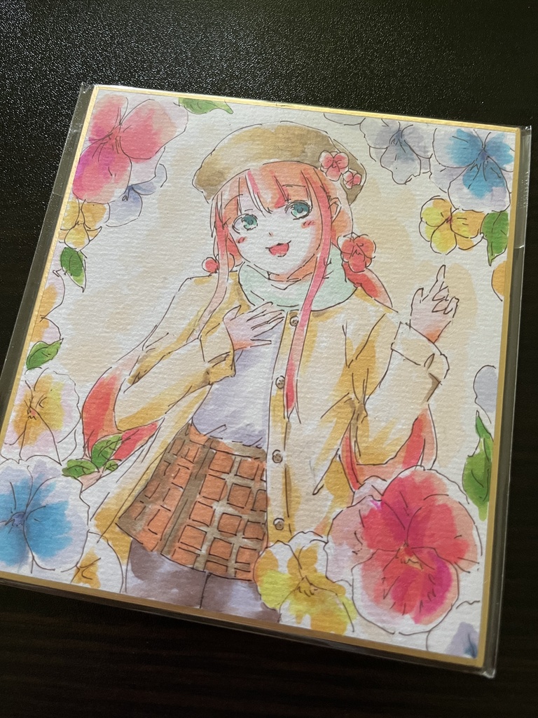 ボンバーガールミニ色紙　パンジーモモさん