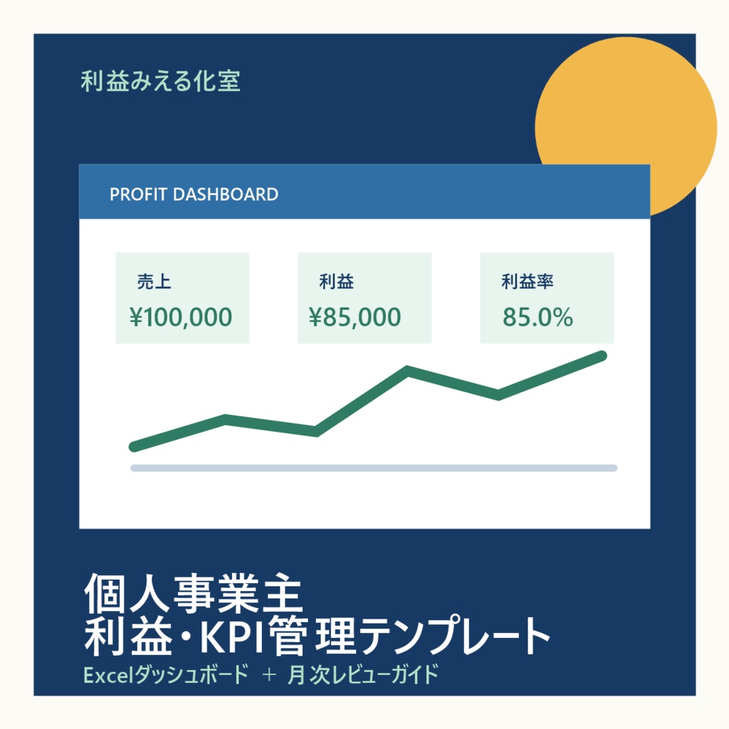 個人事業主 利益・KPI管理テンプレート|Excelダッシュボード+月次レビュー