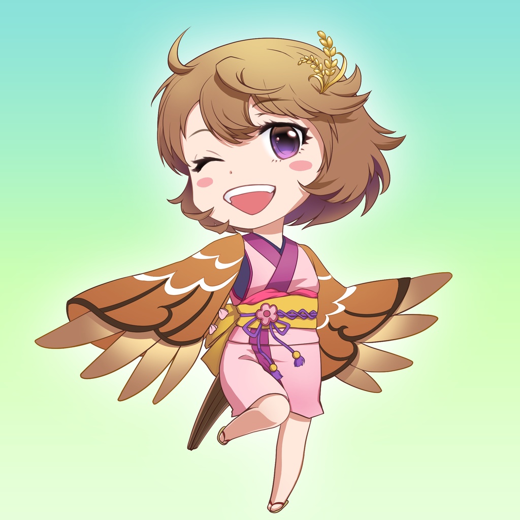 NFTアート『PrettyBirdyGirls』#001_スズメ/アクキー