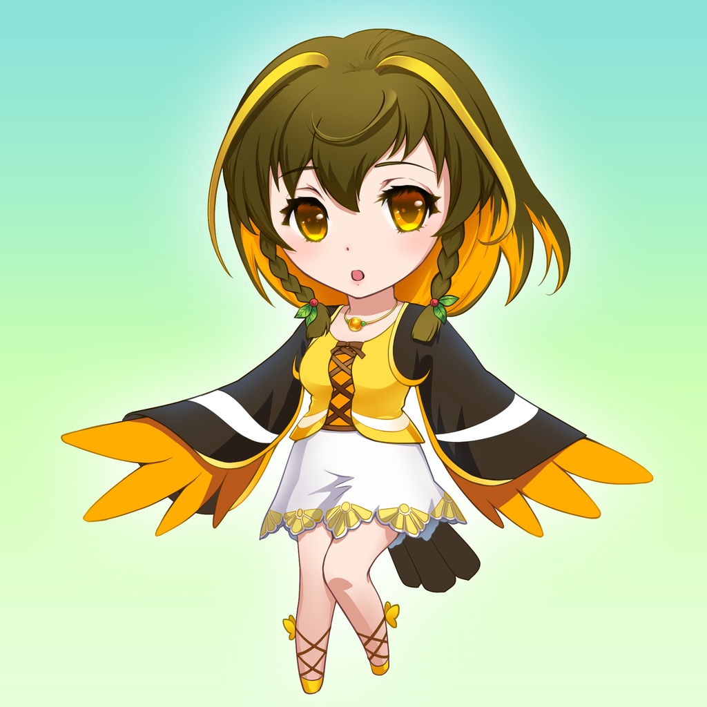 NFTアート『PrettyBirdyGirls』#003_キビタキ/アクキー