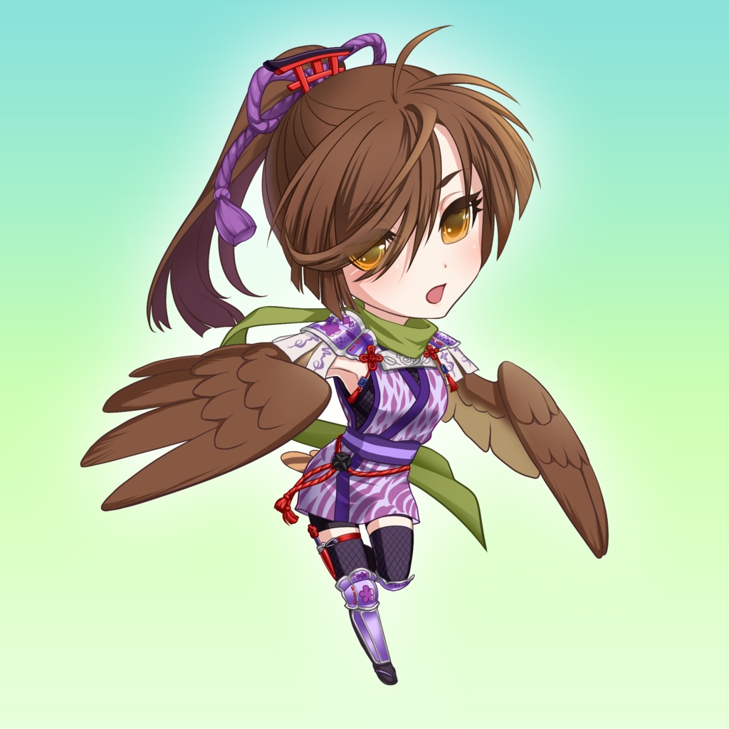 NFTアート『PrettyBirdyGirls』#005_アオバズク/アクキー