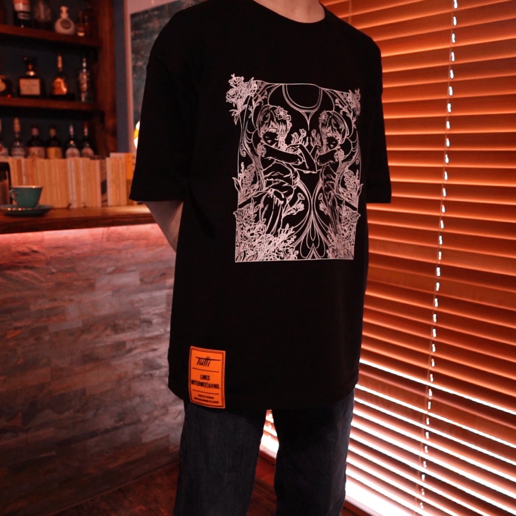 "Frühling" Contra Weaved Rubber Tag Shirt Black