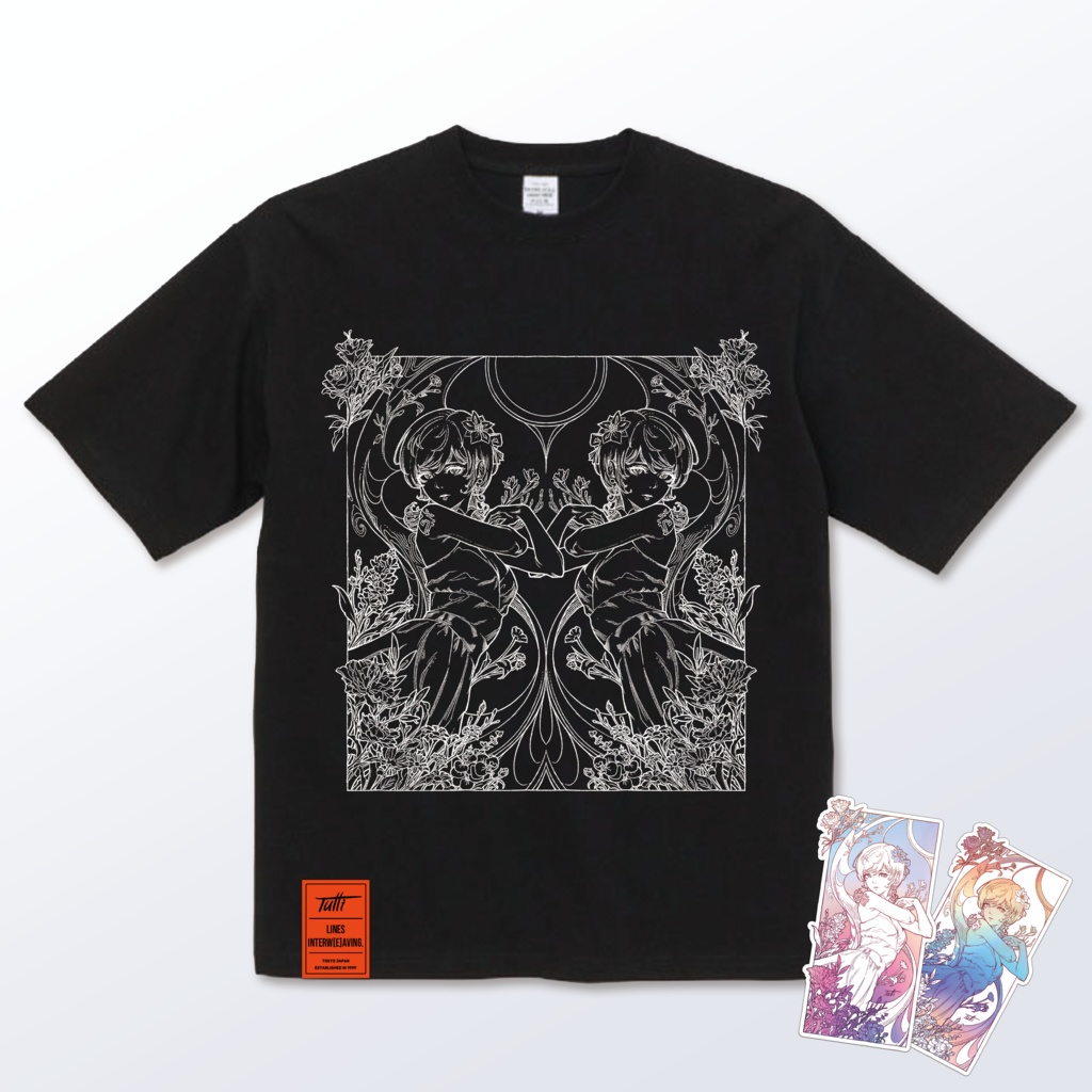 "Frühling" Contra Weaved Rubber Tag Shirt Black
